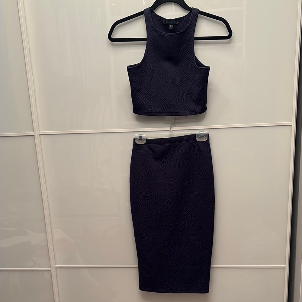 Elegant Navy Women's Skirt Set